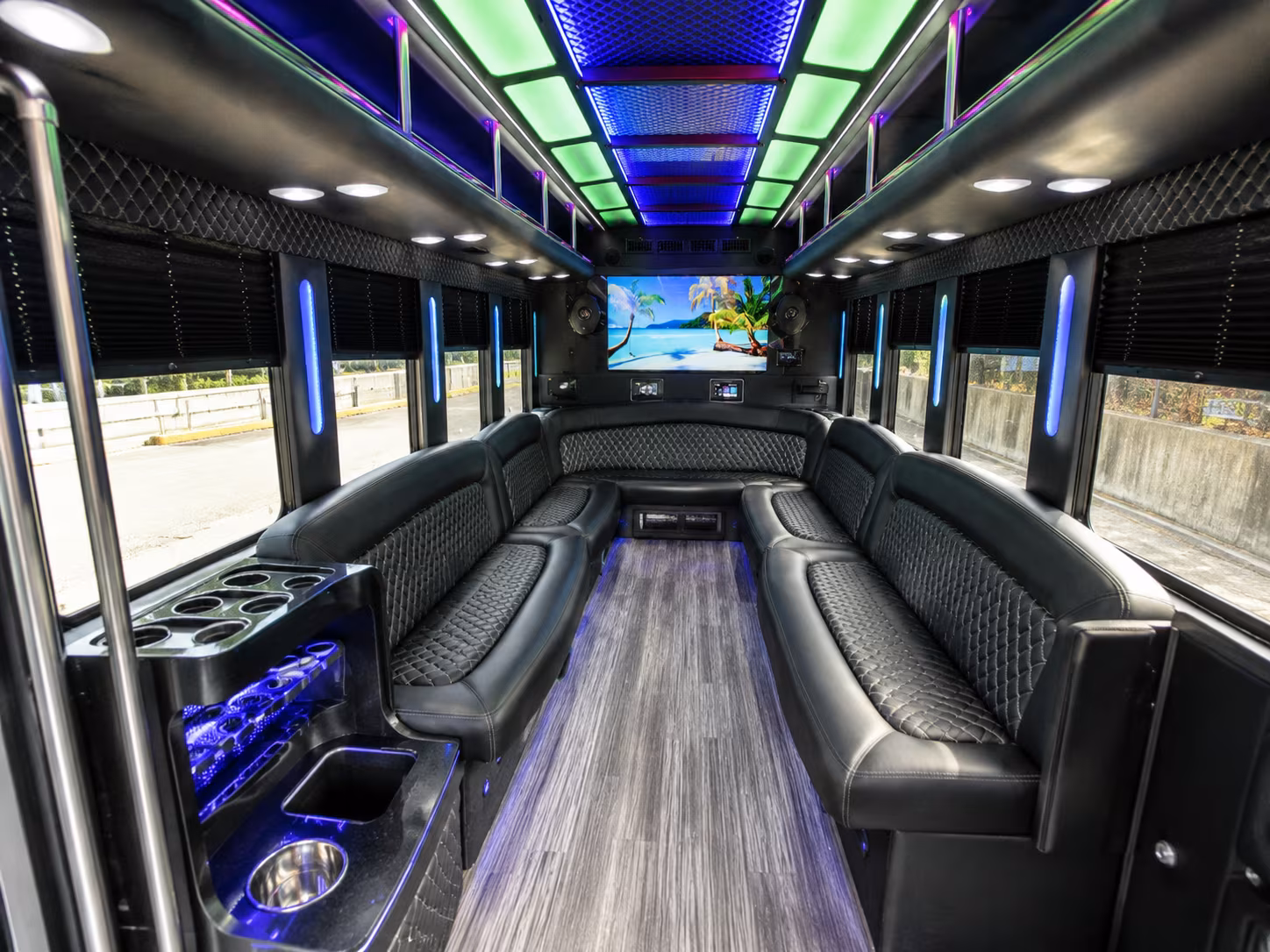 alameda 18 passenger party bus inside