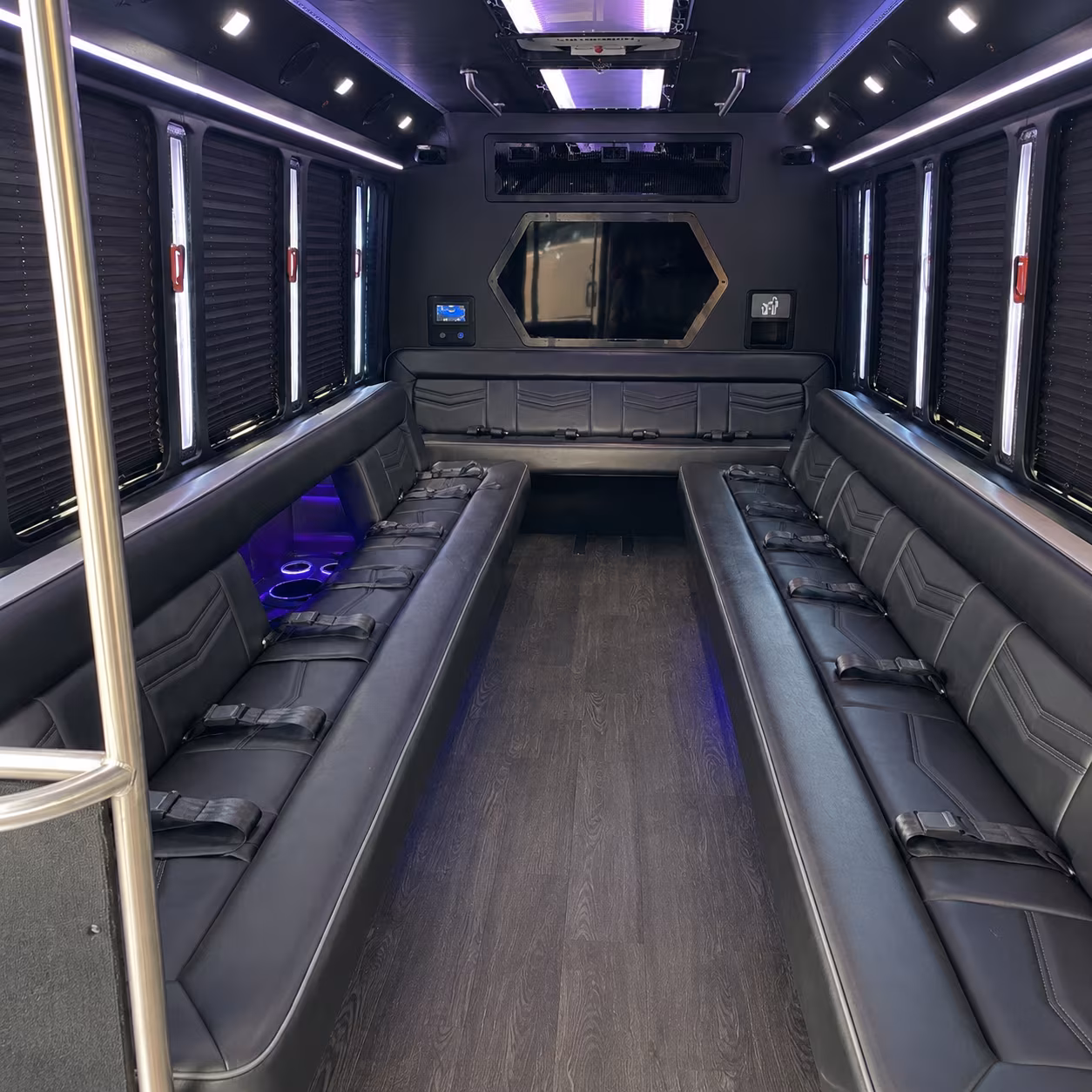 alameda 18 passenger party bus interior