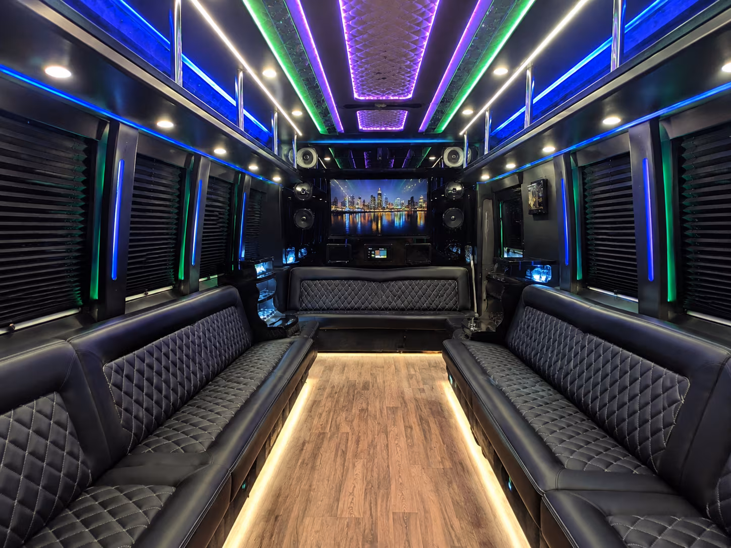 alameda 25 passenger party bus interior