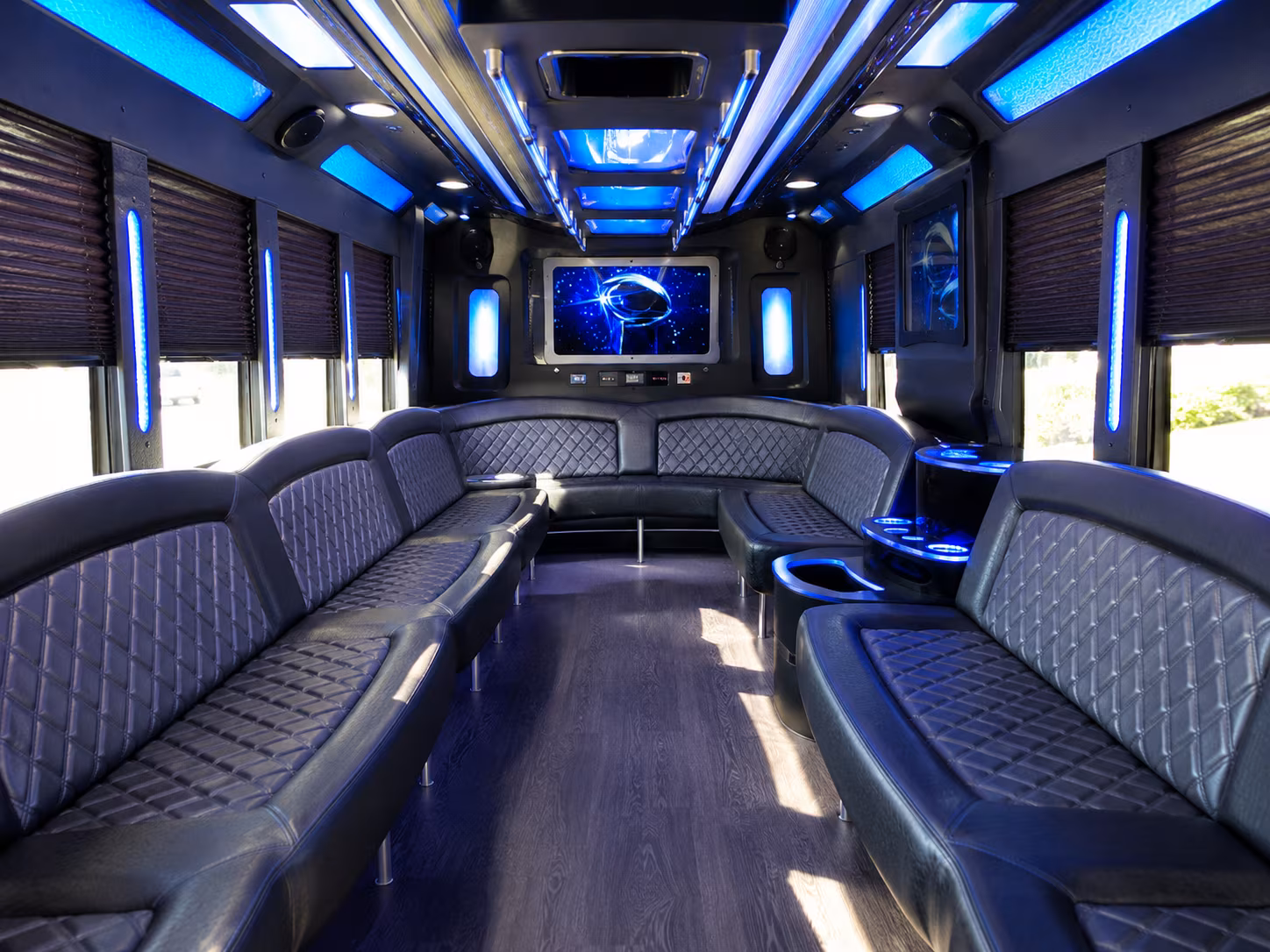 alameda 28 passenger party bus inside