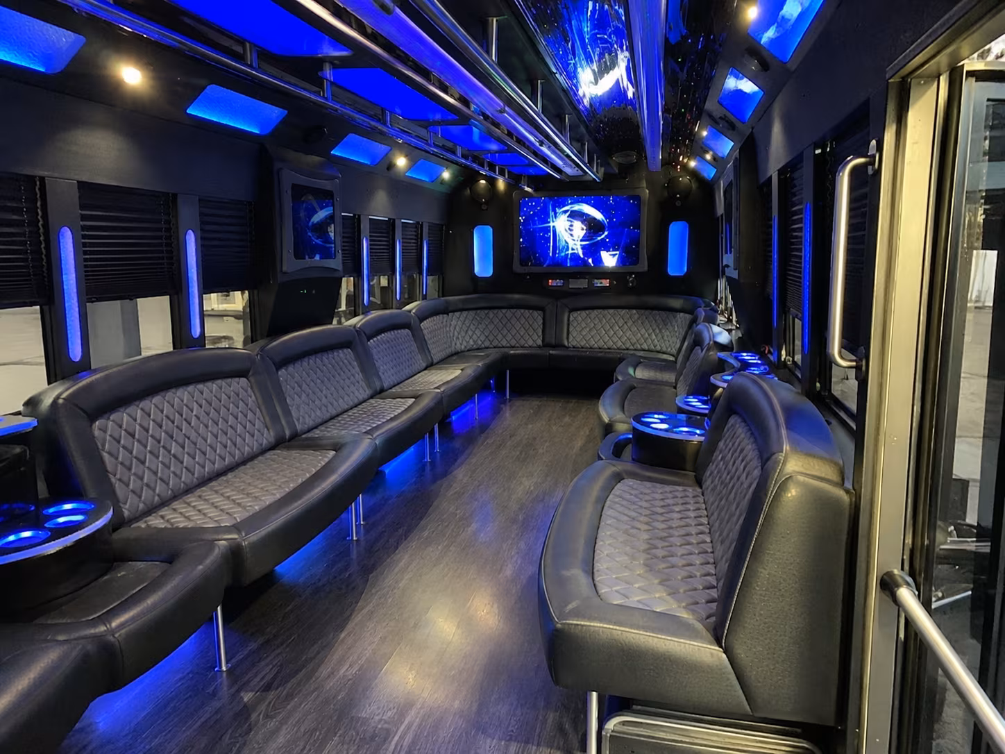 alameda 28 passenger party bus interior