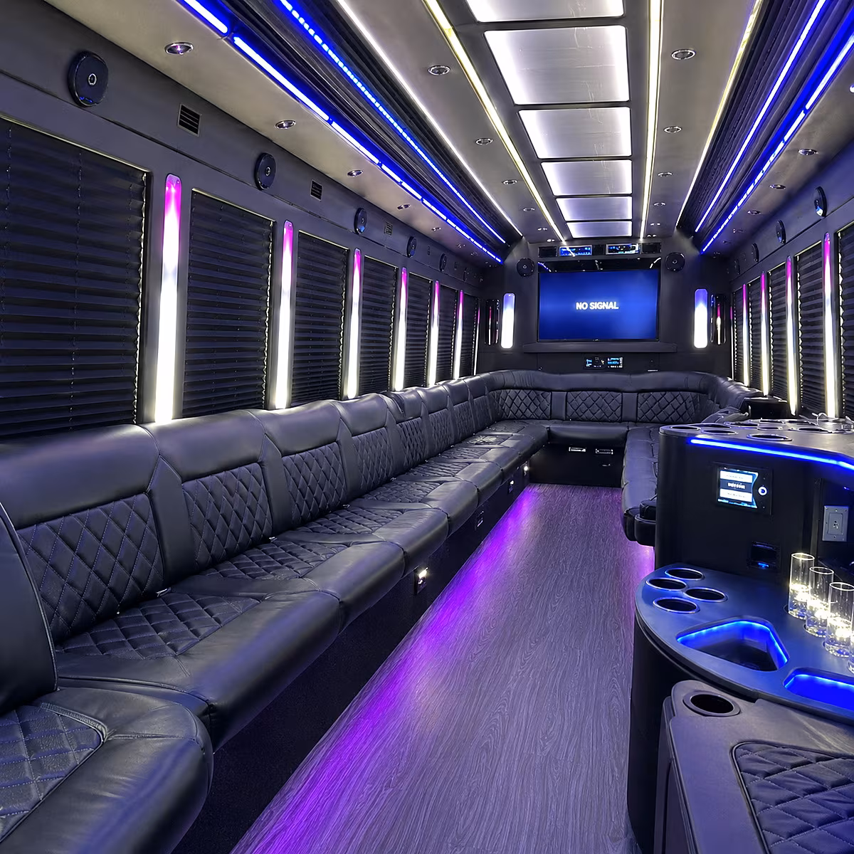 alameda 30 passenger party bus inside