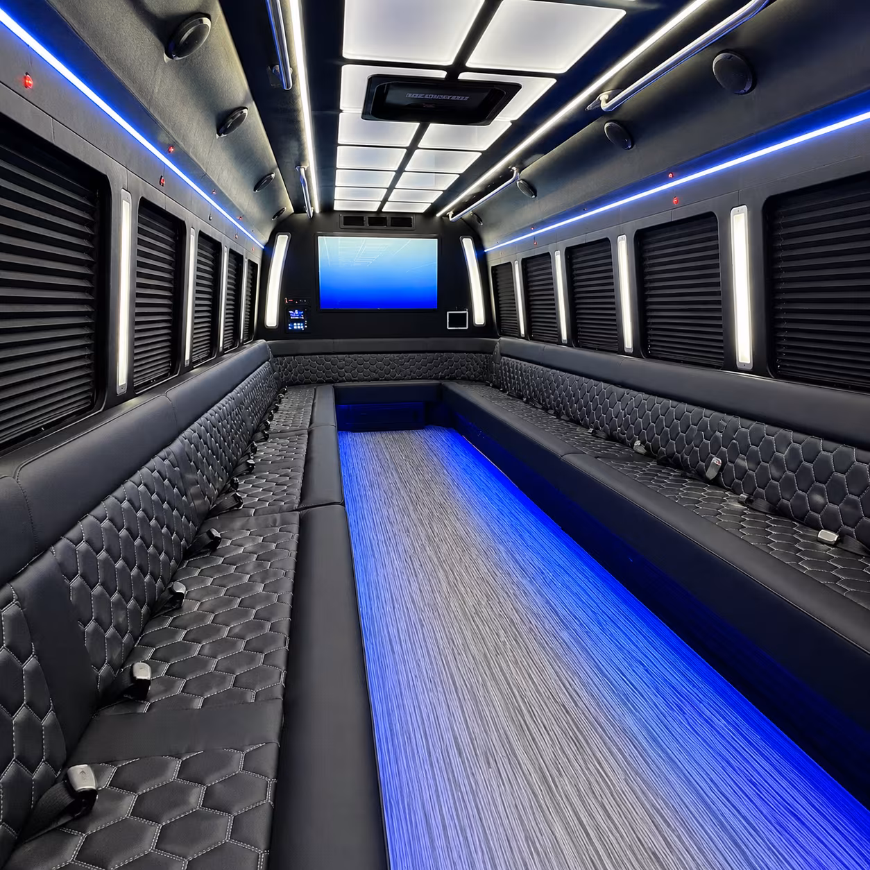 alameda 50 passenger party bus inside